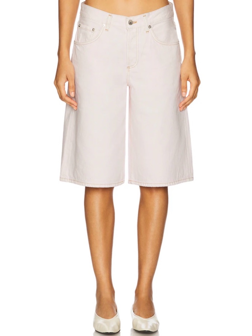 AGOLDE Anthropologie Light Pink Knee-Length Denim Bermudas